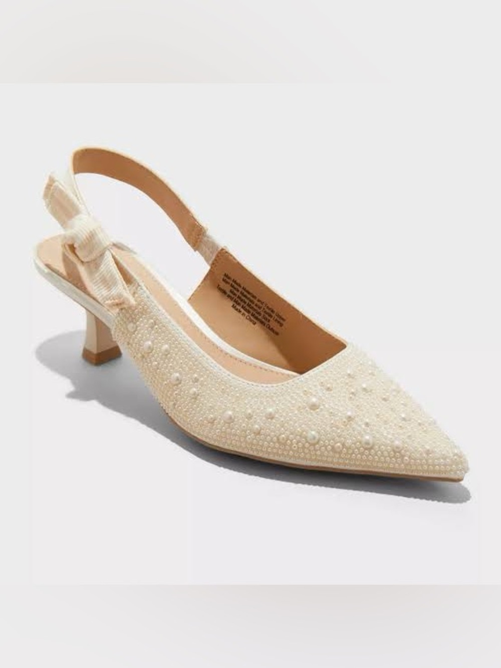 Women's Ivory Pearl-Embellished Slingback Pumps